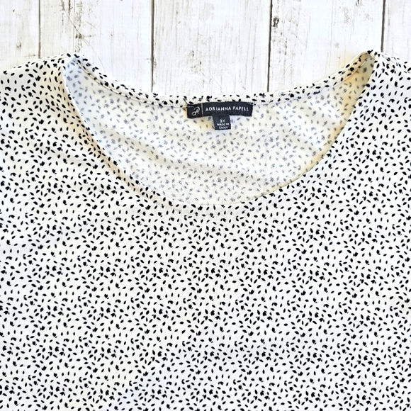 Adrianna Papell Stretchy Slinky Ivory/White & Black Plus Blouse Top Half Sleeve - Picture 5 of 7
